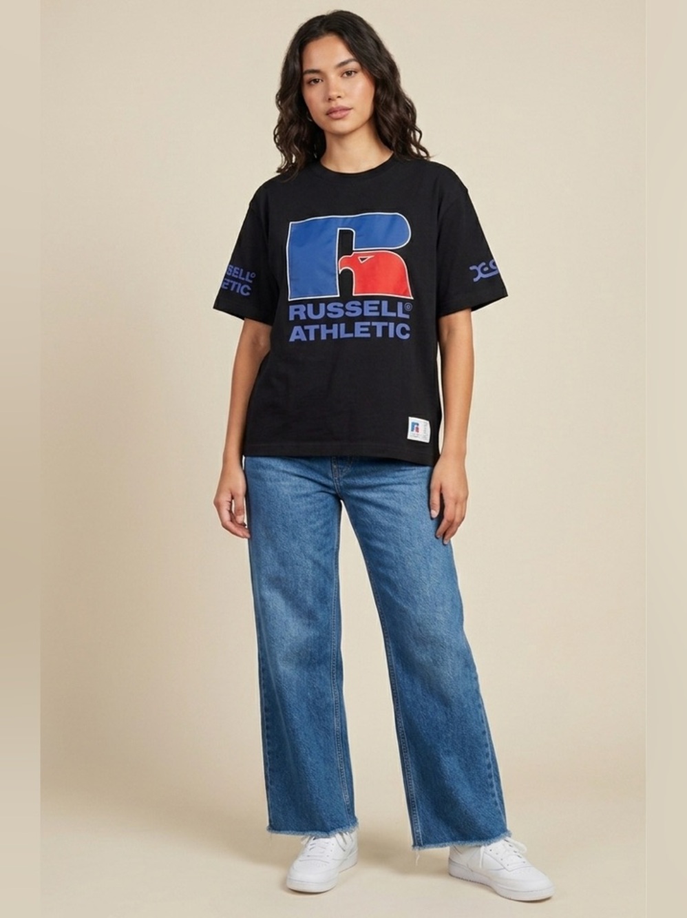 X-Girl x Russell Athletic t shirt Womens Size Medium Loose Fit Japan Streetwear